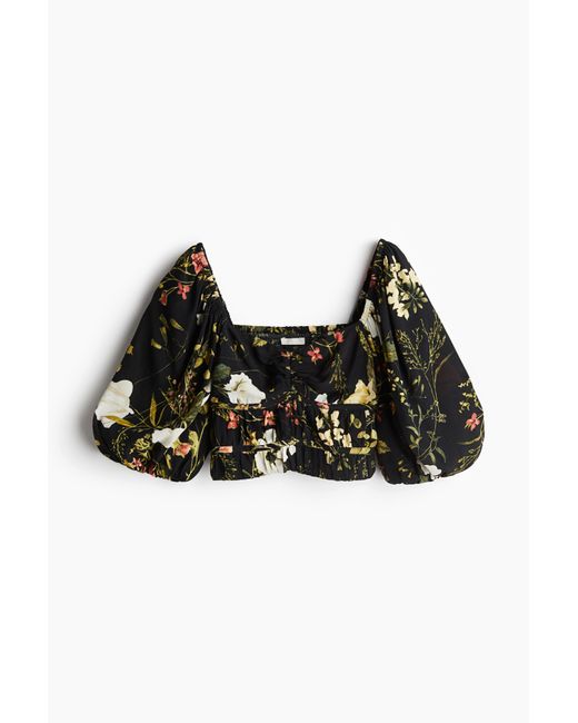 H&M Black Cropped Bluse
