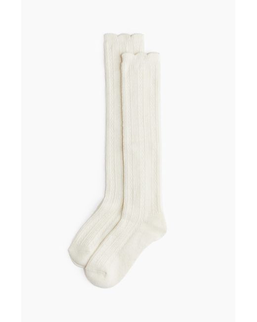 Chaussettes Montantes En Maille Fantaisie H&M en coloris White