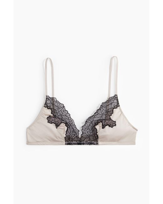H&M Gray Soft-BH aus Mikrofaser und Spitze