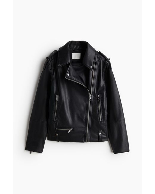 H&M Bikerjack Met Coating in het Black