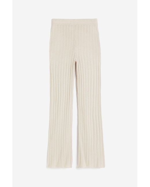 H&M Natural Hose in Rippenstrick