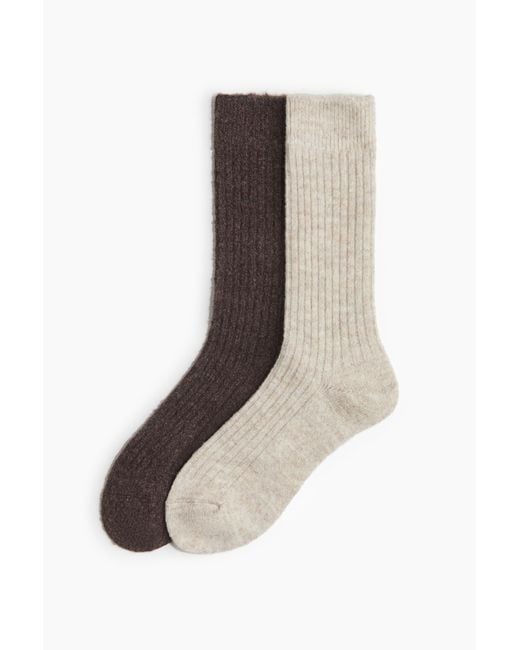 H&M Brown 2er-Pack Socken aus Wollmix