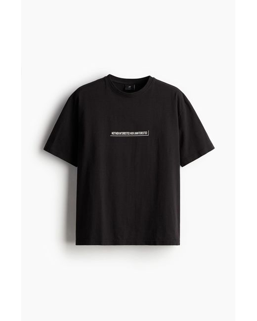 H&M Bedrucktes T-Shirt in Loose Fit in Black für Herren