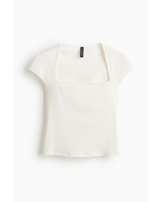 H&M White Shirt mit Kappenärmeln