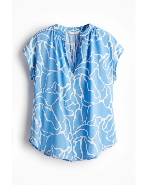 H&M Blue Bluse mit Kappenärmeln