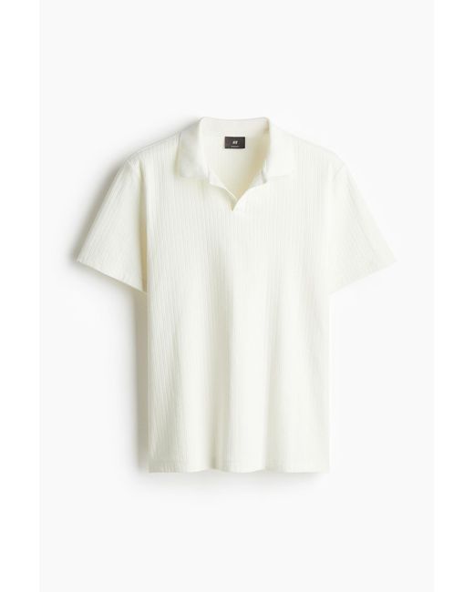 H&M Poloshirt mit Struktur in Regular Fit in White für Herren