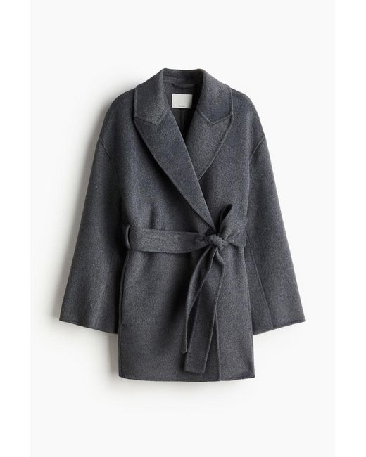 Manteau En Laine Melangee H M en coloris Gris Lyst