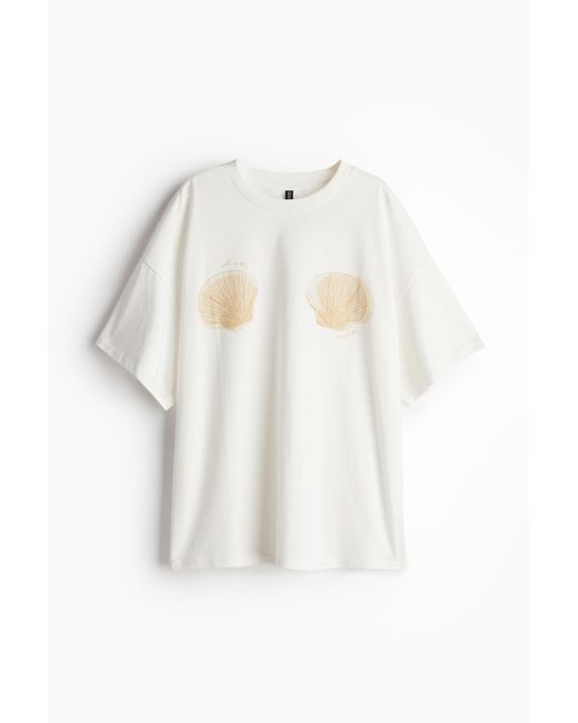 T-shirt oversize avec motif H&M en coloris White