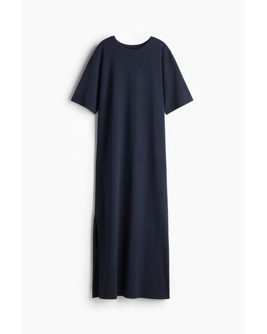 H&M Blue Langes T-Shirt-Kleid