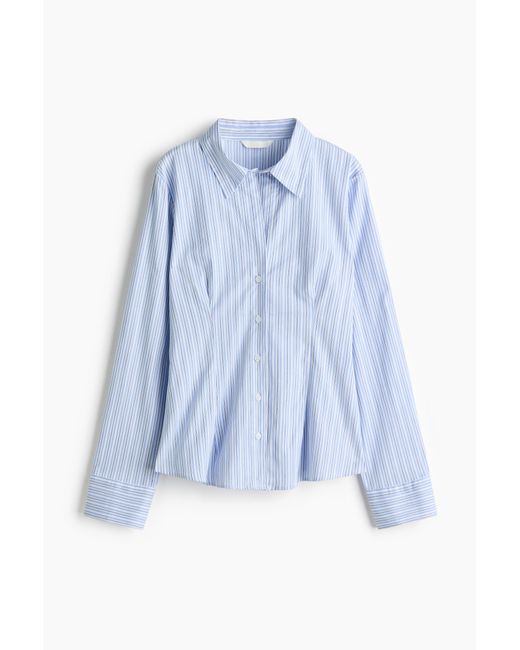 H&M Nauwsluitende Overhemdblouse in het Blue