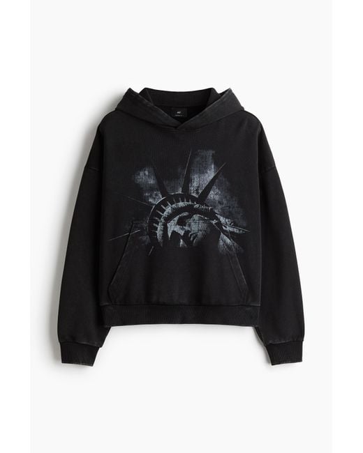Oversize Pullover Hm Schwarzer Pullover H&M Bedruckter Hoodie In