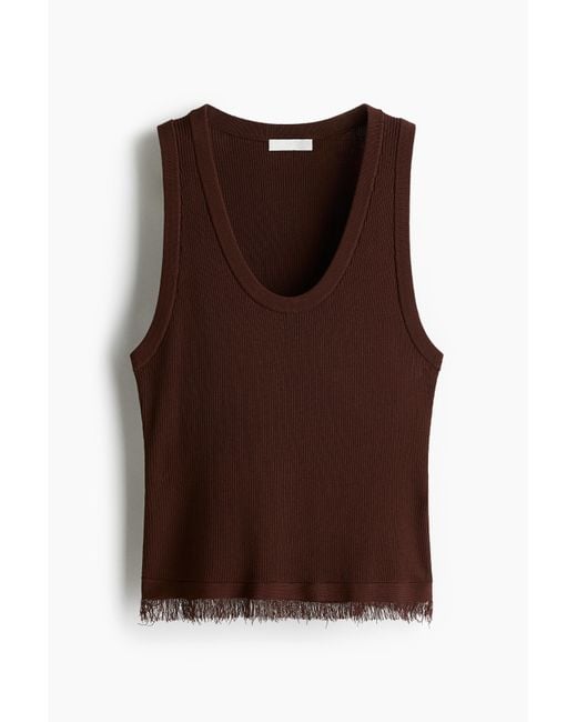 H&M Brown Tanktop mit Fransen