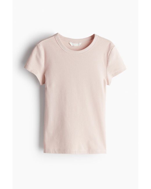 H&M Pink Geripptes T-Shirt