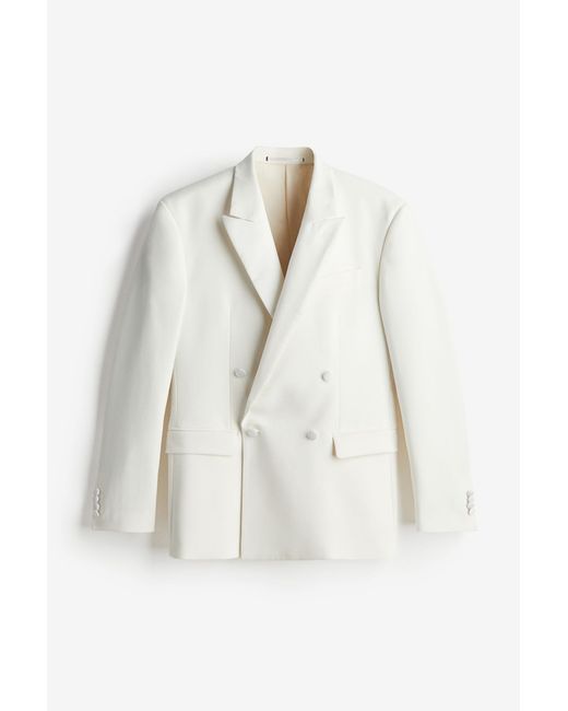 H&M Zweireihige Smokingjacke in Regular Fit in White für Herren