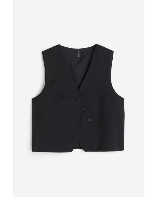 H&M Black Asymmetrische Anzugweste