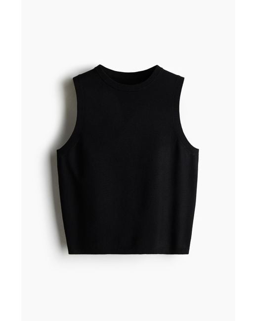 H&M Fijngebreide Slip-over in het Black