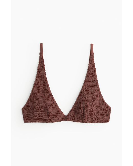 H&M Brown Gesmoktes Triangel-Bikinitop