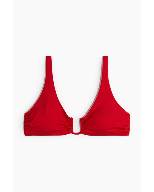 H&M Padded Bikinitop in het Red