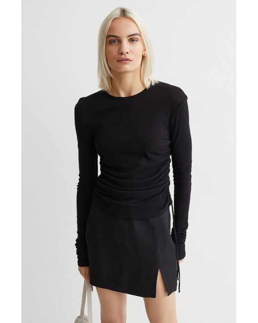 h&m short linen blend skirt