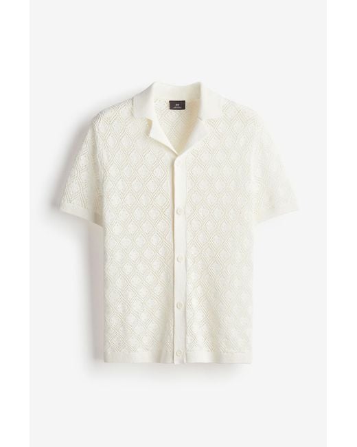 H&M Freizeithemd im Häkellook Regular Fit in White für Herren