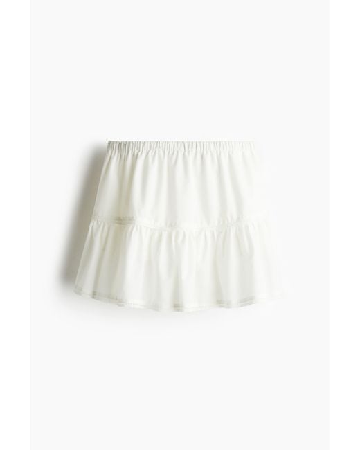 H&M White Minijupe mit Spitzendetail