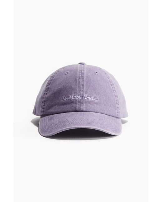 H&M Baumwollcap mit Stickerei in Purple für Herren