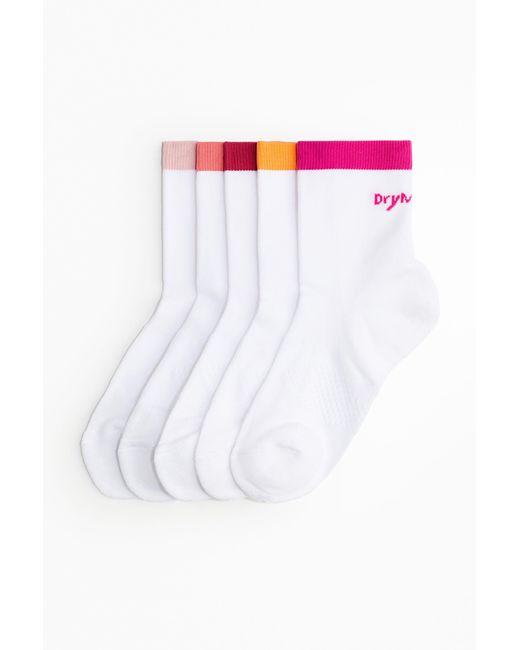 Lot de 5 paires de chaussettes de sport DryMoveTM H&M en coloris White