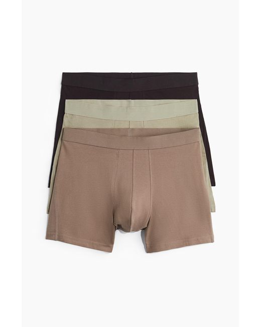 H&M 3er-Pack Halblange Trunks mit Lycra® in Natural für Herren