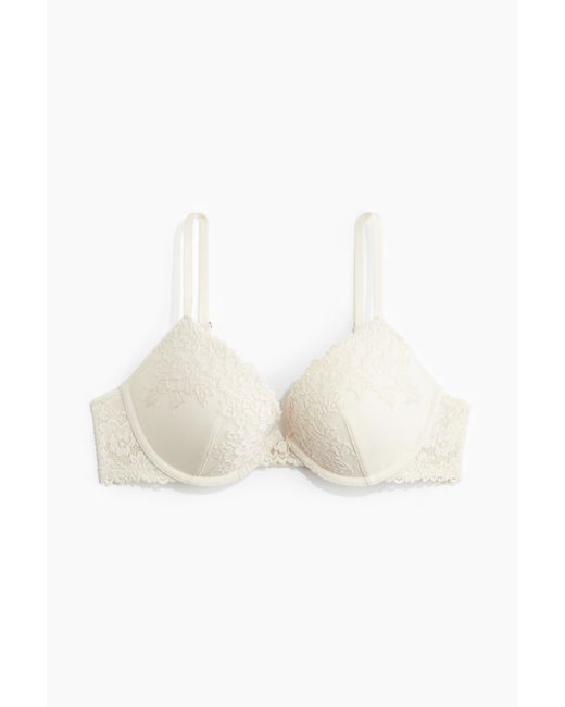 H&M White Push-up-BH mit Spitze