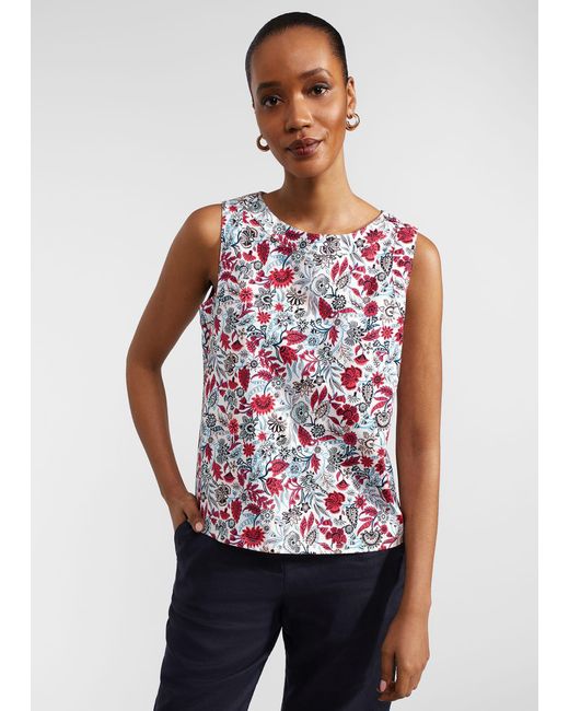 Hobbs Red Maddy Cotton Printed Top