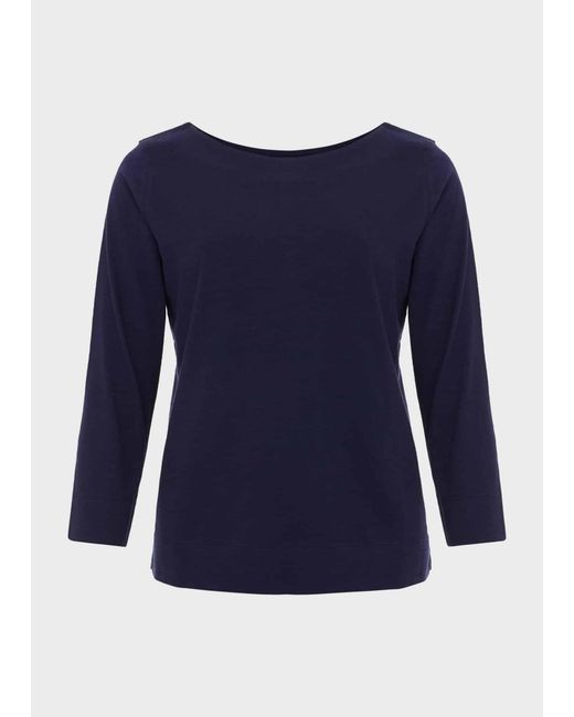 Hobbs Blue Avia Cotton Slub T-shirt
