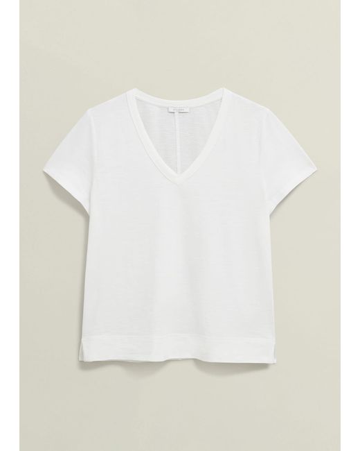 Hobbs White Arianna Cotton Slub T-Shirt