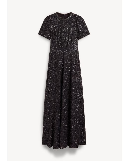 Hobbs White Petite Shirley Sequin Trimmed Maxi Dress