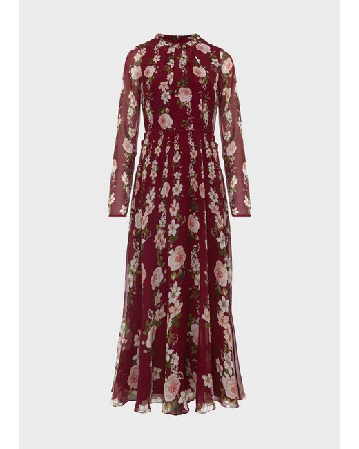 Hobbs Red Rosabelle Silk Floral Dress
