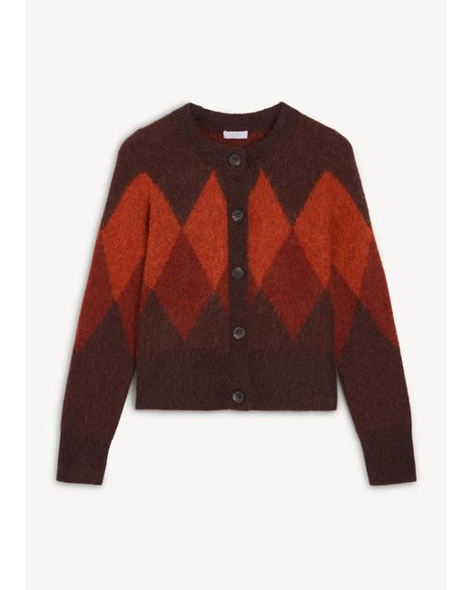 Hobbs Red Izzy Argyle Cardigan With Wool