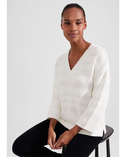 Hobbs Hadley Cotton Jumper in White Lyst UK