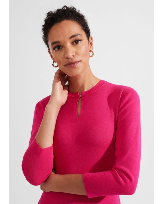 Hobbs Pink Hailey Knitted Dress