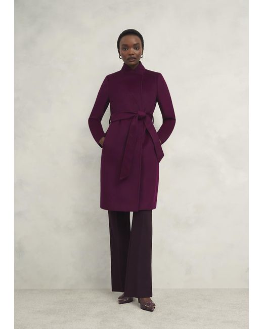 Hobbs Purple Cristie Wool Coat
