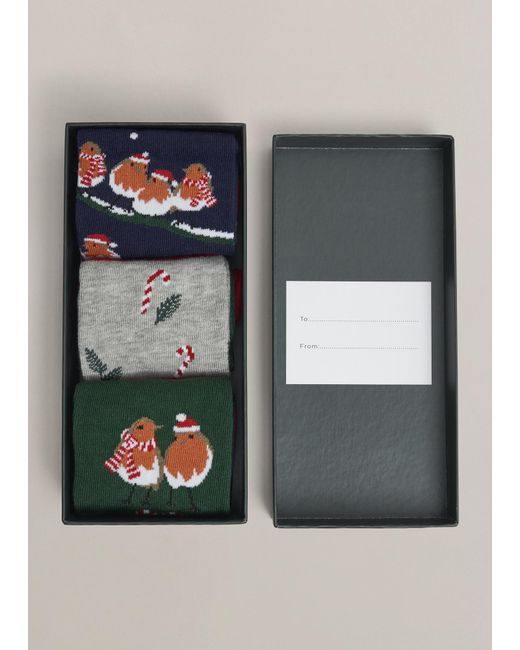 Hobbs Red Festive Robin Sock Set
