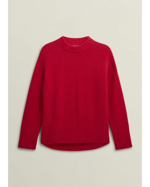 Hobbs Red Oversized Wool-Cashmere Knitted Jumper