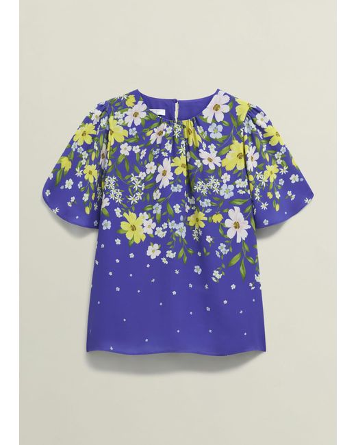 Hobbs Blue Verena Floral Top