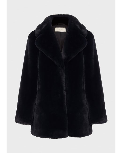 Hobbs Black Briony Faux Fur Coat