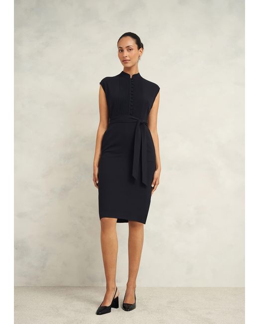Hobbs Blue Pia Pintuck Dress