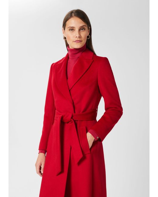 Hobbs Red Olivia Wool Wrap Coat
