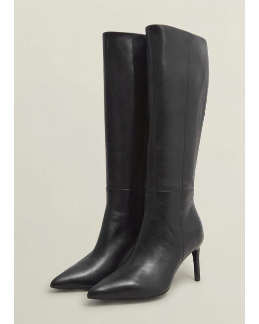 Hobbs Black Aliya Leather Knee Boots