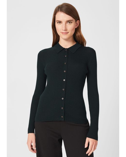 Hobbs Black Vera Merino Wool Shirt