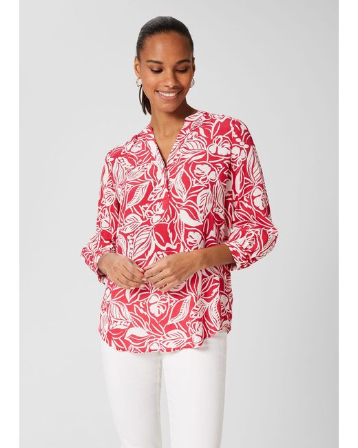 Hobbs Red Essie Printed Blouse
