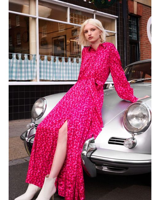 Hobbs Pink Mitford Fit And Flare Shirt Dress