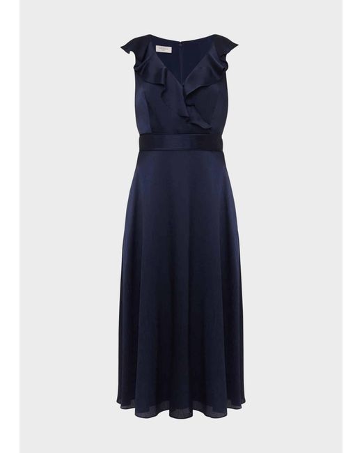 Hobbs Blue Romina Fit And Flare Dress