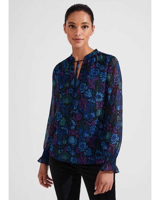 Hobbs Blue Aisha Lurex Blouse
